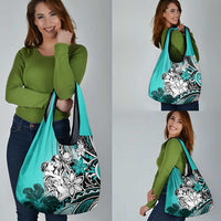 Polynesian Valentine Grocery Bag Couple Floral Unique Turquoise Version LT01 - Polynesian Pride