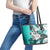 Polynesian Valentine Leather Tote Bag Couple Floral Unique Turquoise Version LT01 - Polynesian Pride