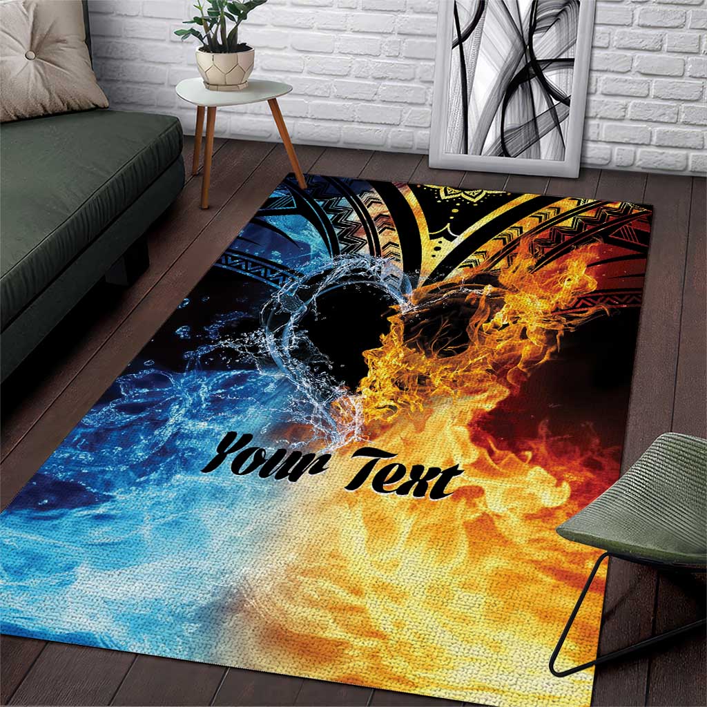 Personalised Polynesian Heart In Fire And Water Area Rug Romantic Elements LT01 Colorful - Polynesian Pride