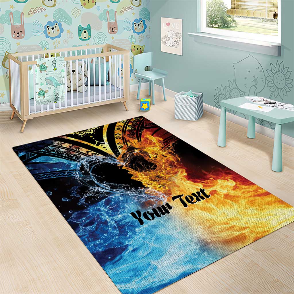 Personalised Polynesian Heart In Fire And Water Area Rug Romantic Elements LT01 - Polynesian Pride