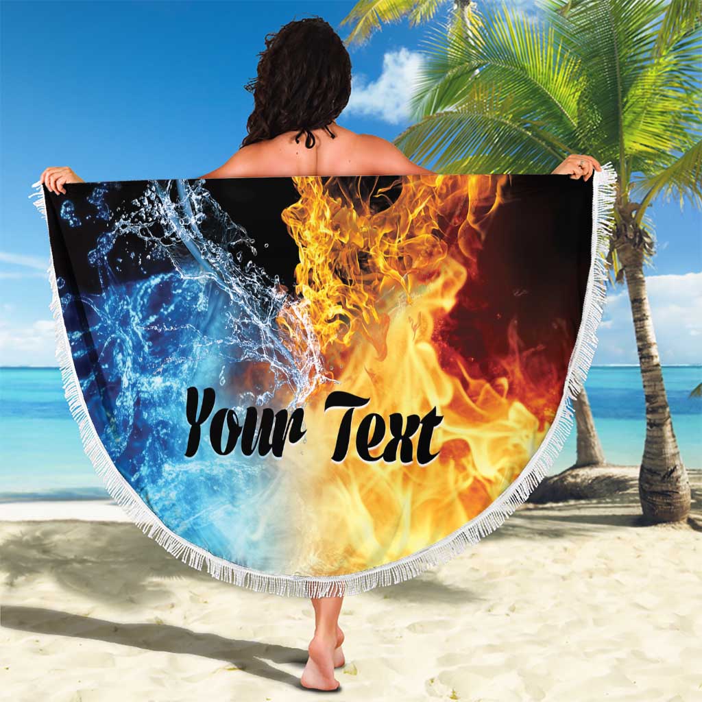 Personalised Polynesian Heart In Fire And Water Beach Blanket Romantic Elements LT01 - Polynesian Pride