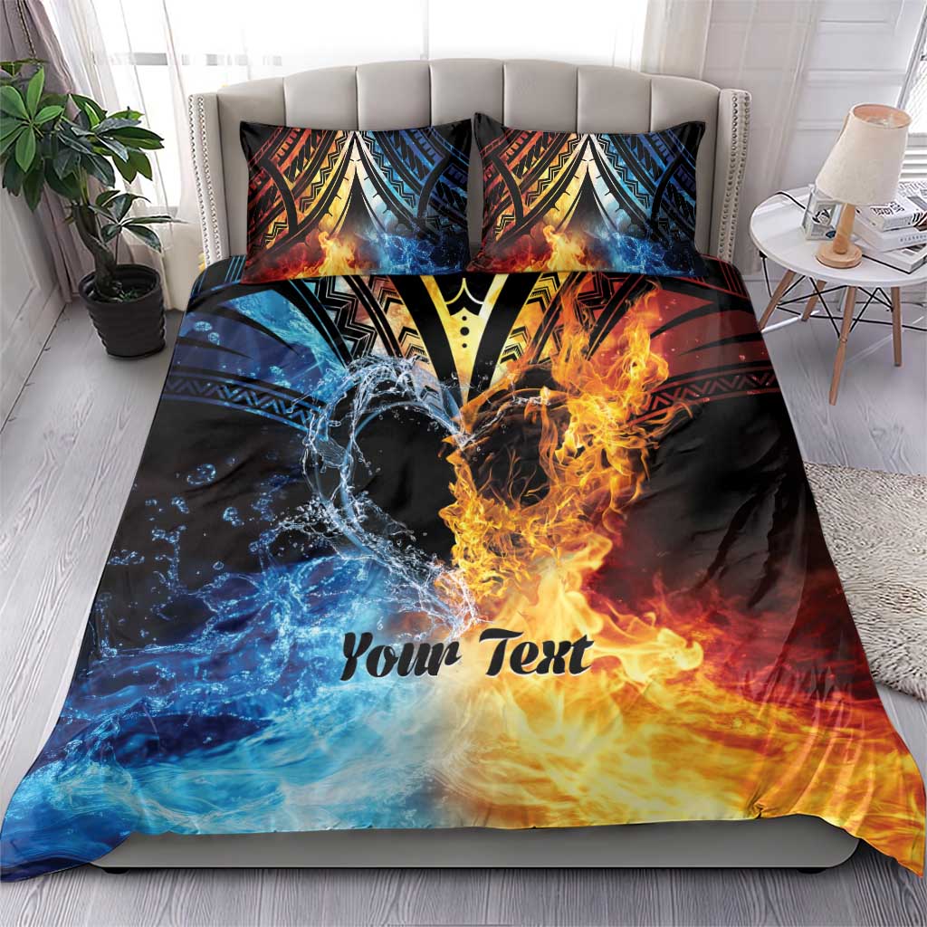 Personalised Polynesian Heart In Fire And Water Bedding Set Romantic Elements LT01 - Polynesian Pride