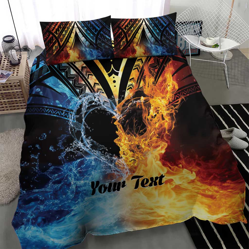 Personalised Polynesian Heart In Fire And Water Bedding Set Romantic Elements LT01 - Polynesian Pride