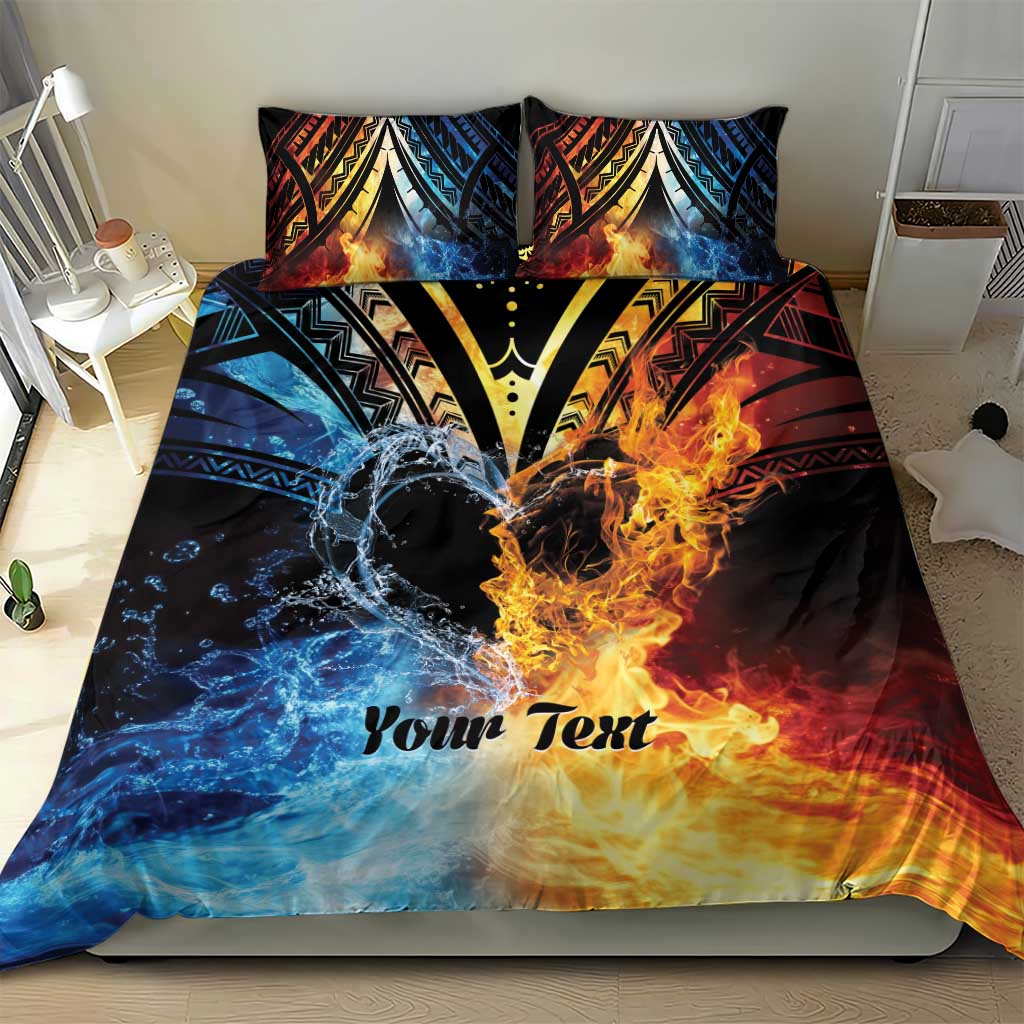 Personalised Polynesian Heart In Fire And Water Bedding Set Romantic Elements LT01 - Polynesian Pride