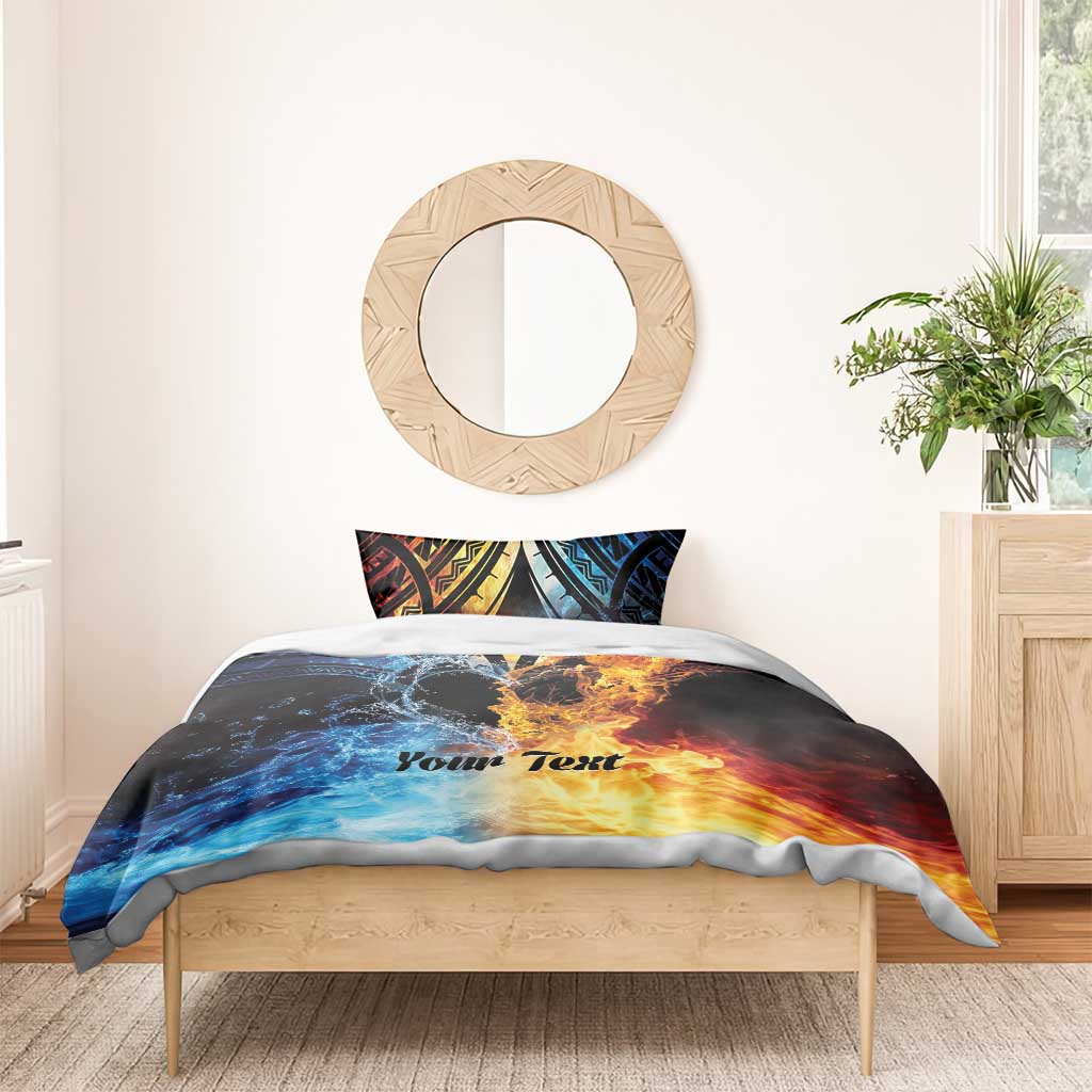 Personalised Polynesian Heart In Fire And Water Bedding Set Romantic Elements LT01 - Polynesian Pride