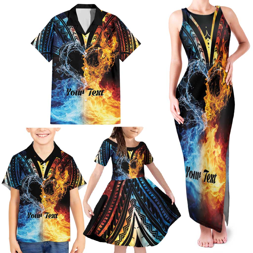 Personalised Polynesian Heart In Fire And Water Family Matching Tank Maxi Dress and Hawaiian Shirt Romantic Elements