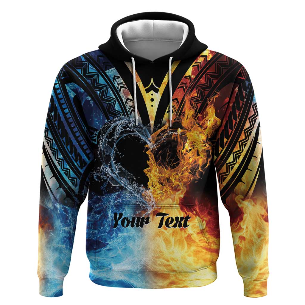 Personalised Polynesian Heart In Fire And Water Hoodie Romantic Elements LT01 Pullover Hoodie Colorful - Polynesian Pride
