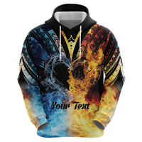 Personalised Polynesian Heart In Fire And Water Hoodie Romantic Elements LT01 - Polynesian Pride