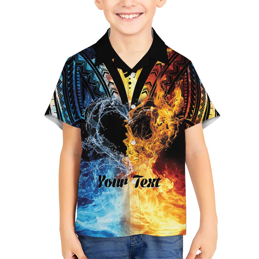 Personalised Polynesian Heart In Fire And Water Kid Hawaiian Shirt Romantic Elements LT01 Kid Colorful - Polynesian Pride