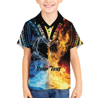 Personalised Polynesian Heart In Fire And Water Kid Hawaiian Shirt Romantic Elements LT01 Kid Colorful - Polynesian Pride