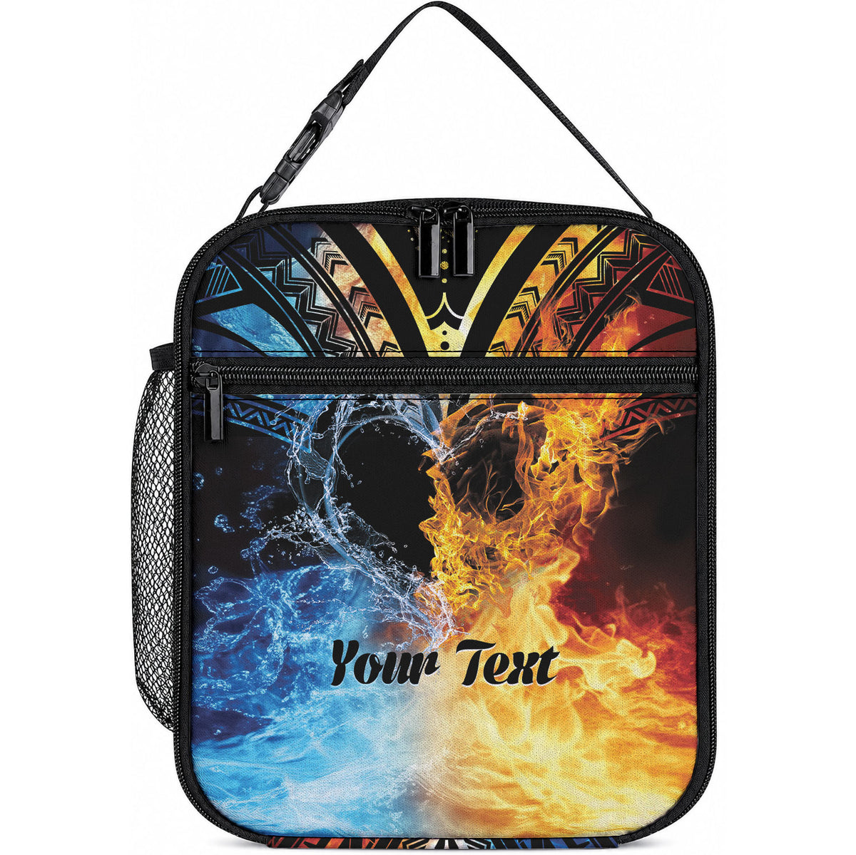 Personalised Polynesian Heart In Fire And Water Lunch Bag Romantic Elements LT01 10.2 × 8.3 × 4.3 inch Colorful - Polynesian Pride
