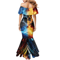 Personalised Polynesian Heart In Fire And Water Mermaid Dress Romantic Elements LT01 - Polynesian Pride