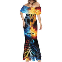Personalised Polynesian Heart In Fire And Water Mermaid Dress Romantic Elements LT01 - Polynesian Pride
