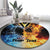 Personalised Polynesian Heart In Fire And Water Round Carpet Romantic Elements