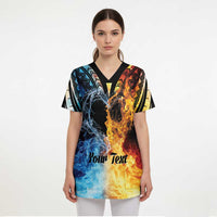 Personalised Polynesian Heart In Fire And Water Scrub Top Romantic Elements LT01 - Polynesian Pride