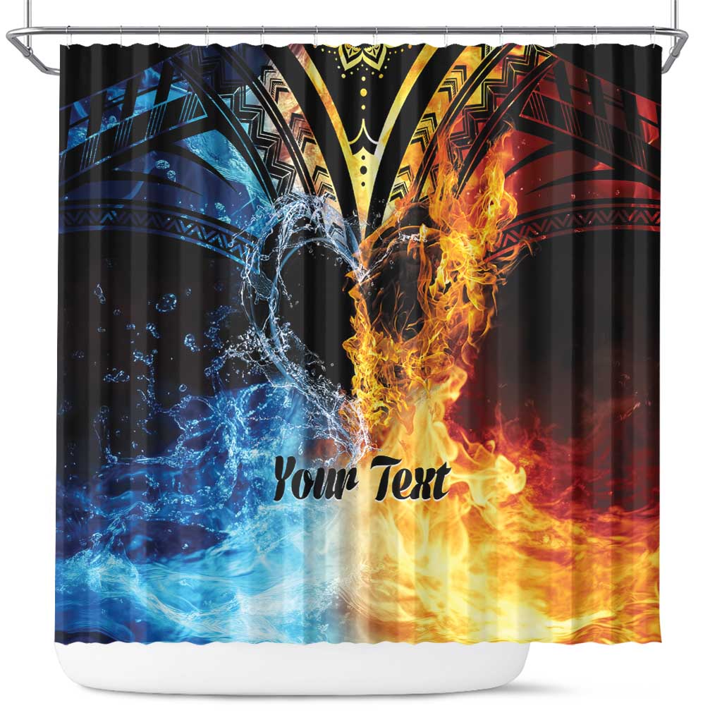 Personalised Polynesian Heart In Fire And Water Shower Curtain Romantic Elements LT01 Colorful - Polynesian Pride