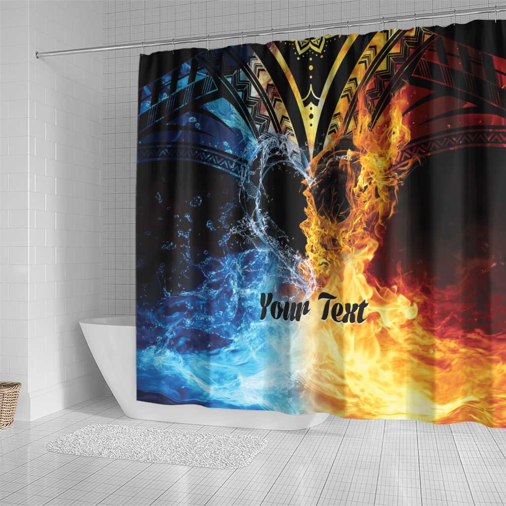 Personalised Polynesian Heart In Fire And Water Shower Curtain Romantic Elements LT01 - Polynesian Pride