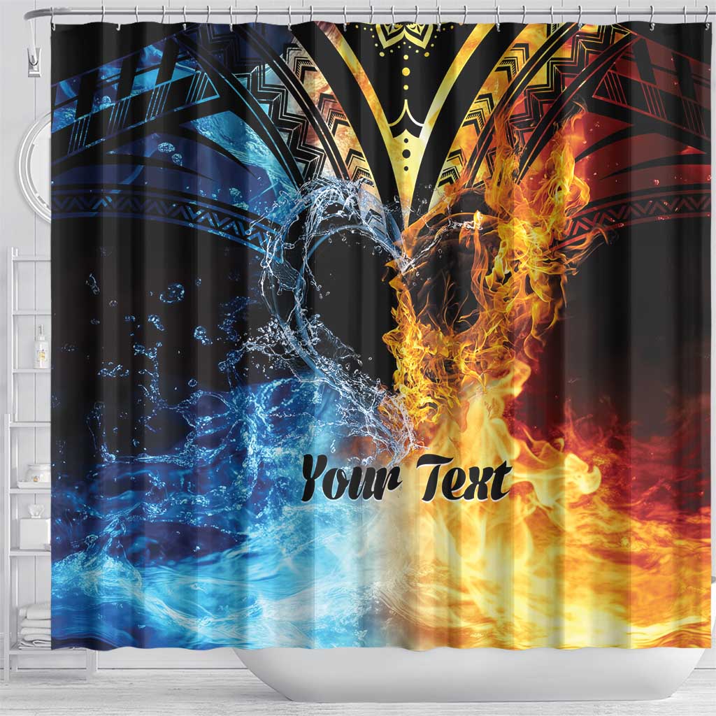 Personalised Polynesian Heart In Fire And Water Shower Curtain Romantic Elements LT01 - Polynesian Pride
