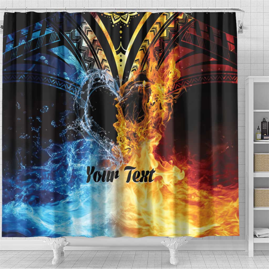 Personalised Polynesian Heart In Fire And Water Shower Curtain Romantic Elements LT01 - Polynesian Pride