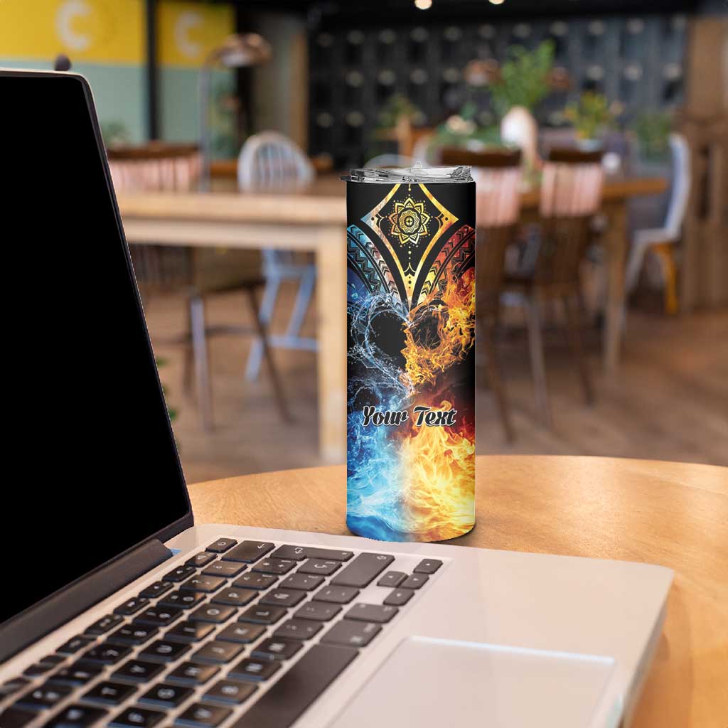 Personalised Polynesian Heart In Fire And Water Skinny Tumbler Romantic Elements LT01 - Polynesian Pride