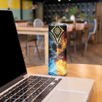 Personalised Polynesian Heart In Fire And Water Skinny Tumbler Romantic Elements LT01 - Polynesian Pride