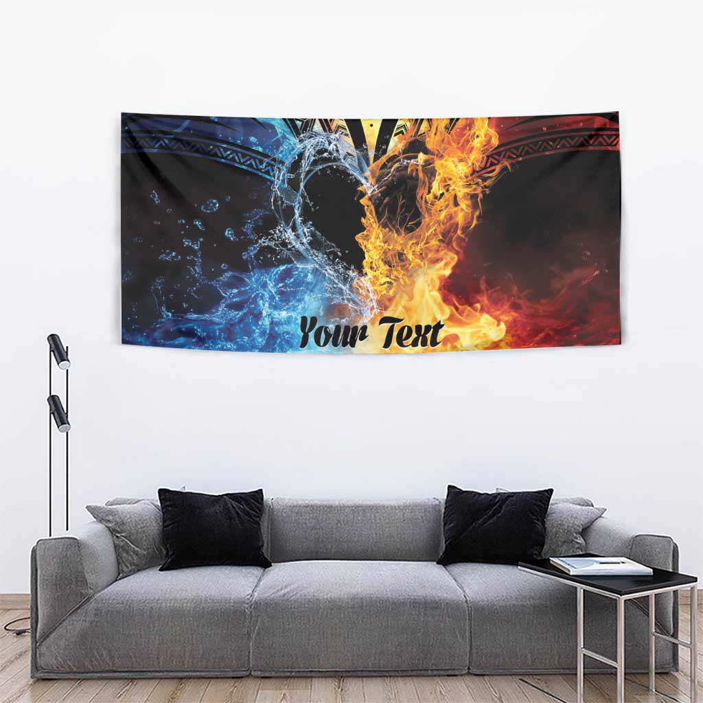 Personalised Polynesian Heart In Fire And Water Tapestry Romantic Elements LT01 - Polynesian Pride