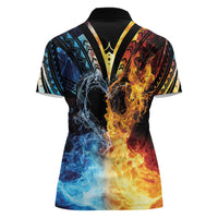 Personalised Polynesian Heart In Fire And Water Women Polo Shirt Romantic Elements LT01 - Polynesian Pride