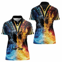 Personalised Polynesian Heart In Fire And Water Women Polo Shirt Romantic Elements LT01 - Polynesian Pride