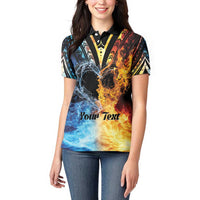 Personalised Polynesian Heart In Fire And Water Women Polo Shirt Romantic Elements LT01 - Polynesian Pride
