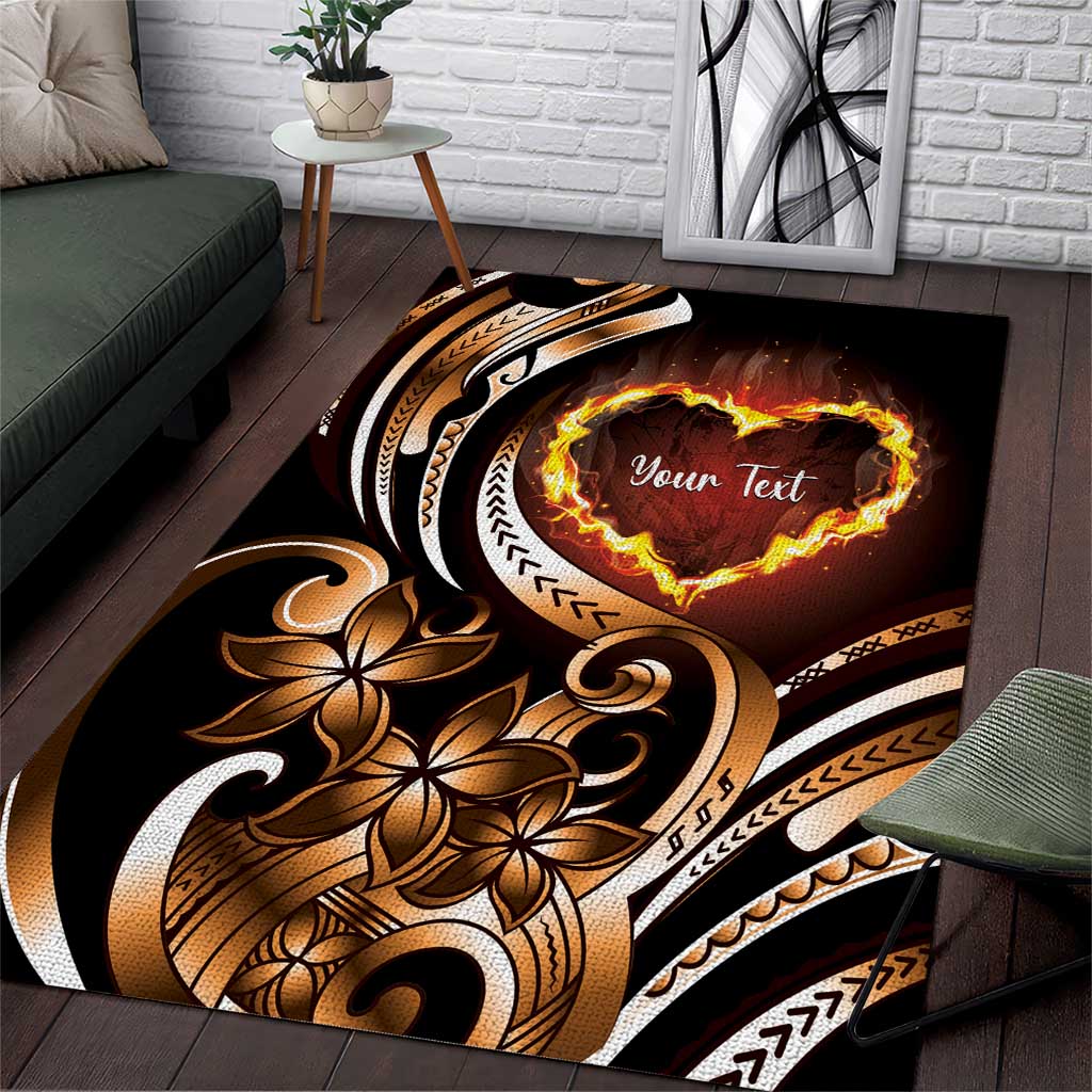 Personalised Polynesian Fiery Heart Area Rug Passionate Love