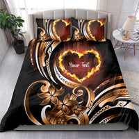 Personalised Polynesian Fiery Heart Bedding Set Passionate Love LT01 - Polynesian Pride