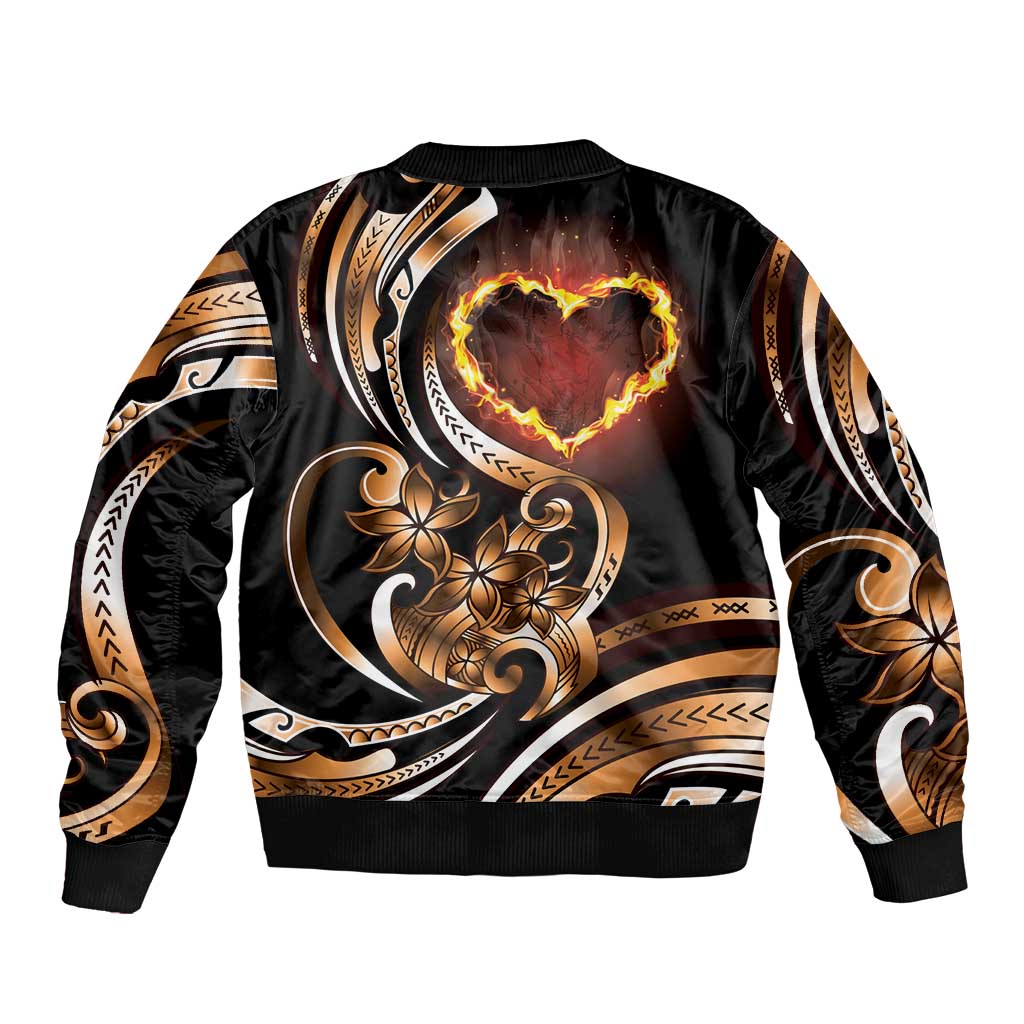Personalised Polynesian Fiery Heart Bomber Jacket Passionate Love LT01 - Polynesian Pride