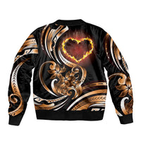 Personalised Polynesian Fiery Heart Bomber Jacket Passionate Love LT01 - Polynesian Pride