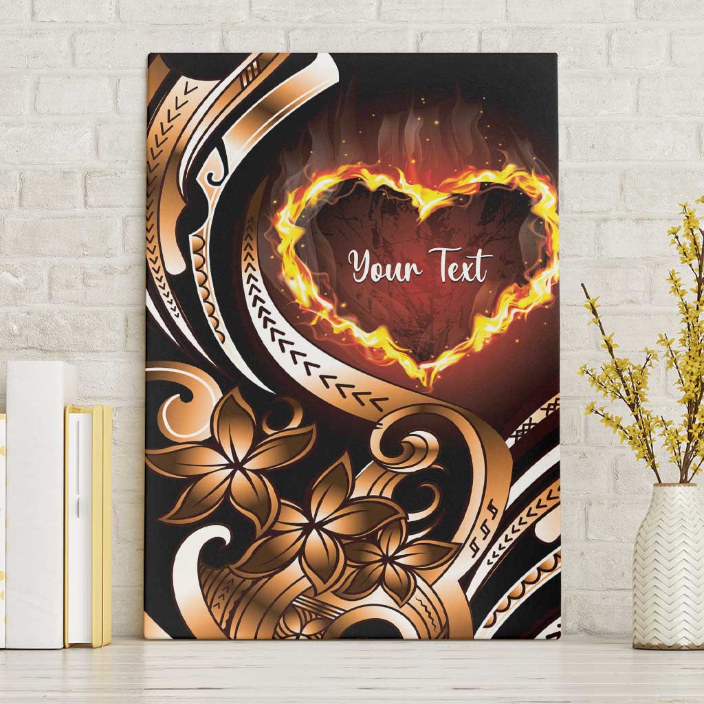 Personalised Polynesian Fiery Heart Canvas Wall Art Passionate Love LT01 Without Frame Black - Polynesian Pride