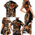 Personalised Polynesian Fiery Heart Family Matching Short Sleeve Bodycon Dress and Hawaiian Shirt Passionate Love