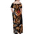 Personalised Polynesian Fiery Heart Off Shoulder Maxi Dress Passionate Love