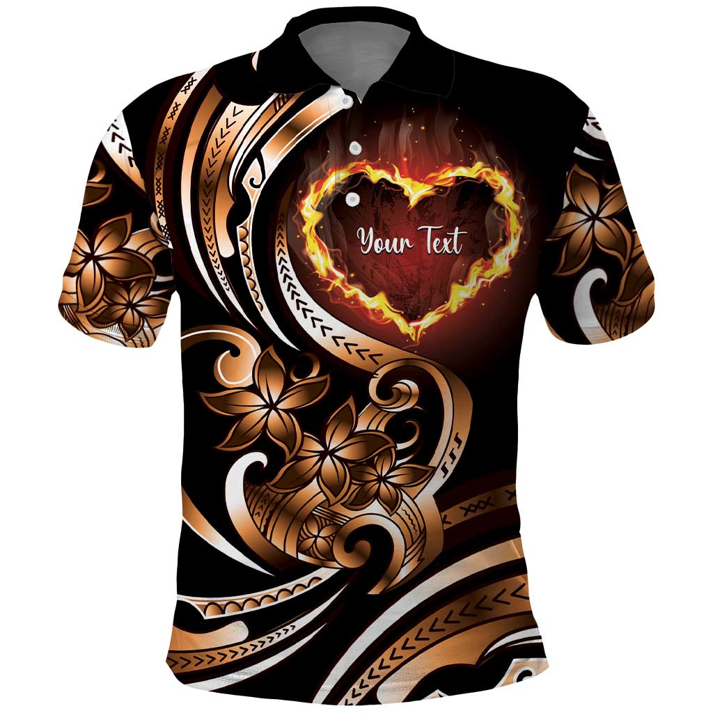 Personalised Polynesian Fiery Heart Polo Shirt Passionate Love LT01 Black - Polynesian Pride