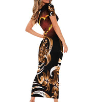 Personalised Polynesian Fiery Heart Short Sleeve Bodycon Dress Passionate Love LT01 - Polynesian Pride