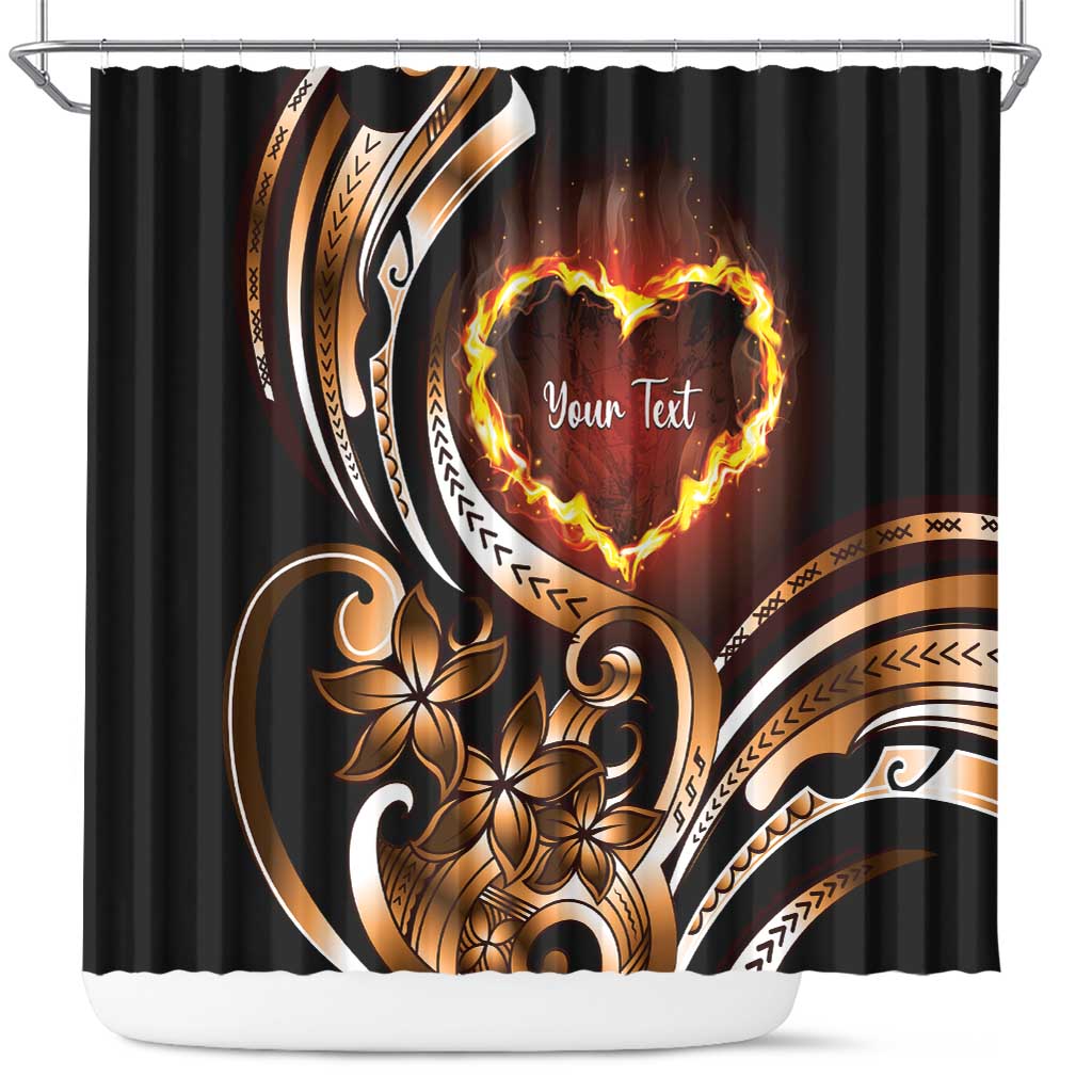 Personalised Polynesian Fiery Heart Shower Curtain Passionate Love