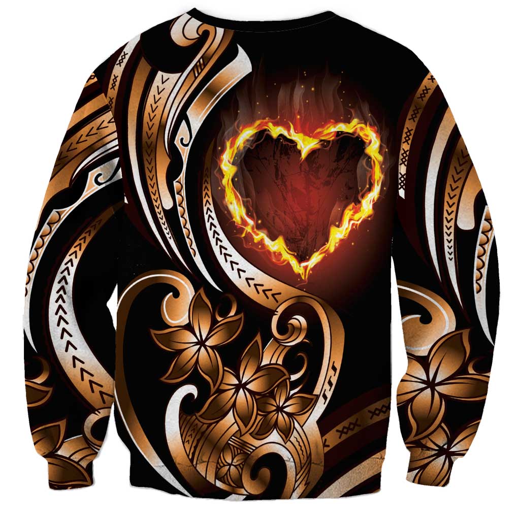 Personalised Polynesian Fiery Heart Sweatshirt Passionate Love LT01 - Polynesian Pride