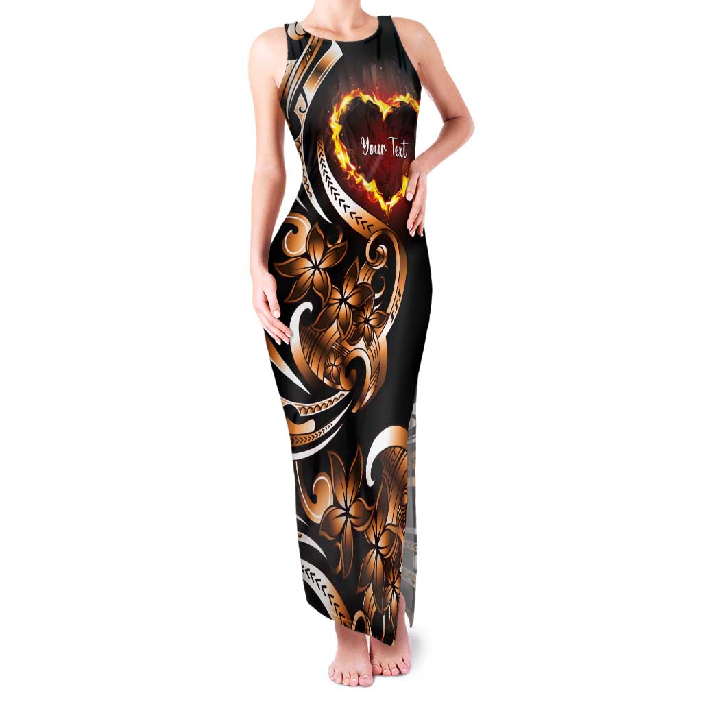 Personalised Polynesian Fiery Heart Tank Maxi Dress Passionate Love LT01 Women Black - Polynesian Pride