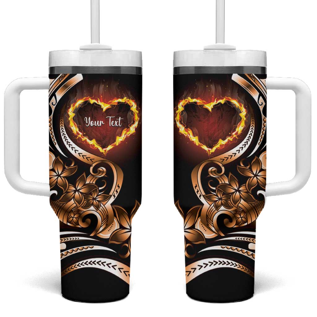 Personalised Polynesian Fiery Heart Tumbler With Handle Passionate Love LT01 One Size: 40 oz Black - Polynesian Pride