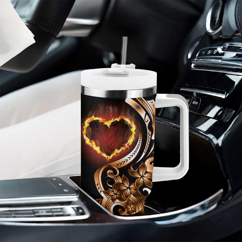 Personalised Polynesian Fiery Heart Tumbler With Handle Passionate Love LT01 - Polynesian Pride