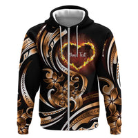 Personalised Polynesian Fiery Heart Zip Hoodie Passionate Love LT01 Zip Hoodie Black - Polynesian Pride