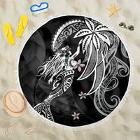 Polynesian Mermaid Plumeria Tribal Tattoo Beach Blanket LT01 One Size 150cm Black - Polynesian Pride