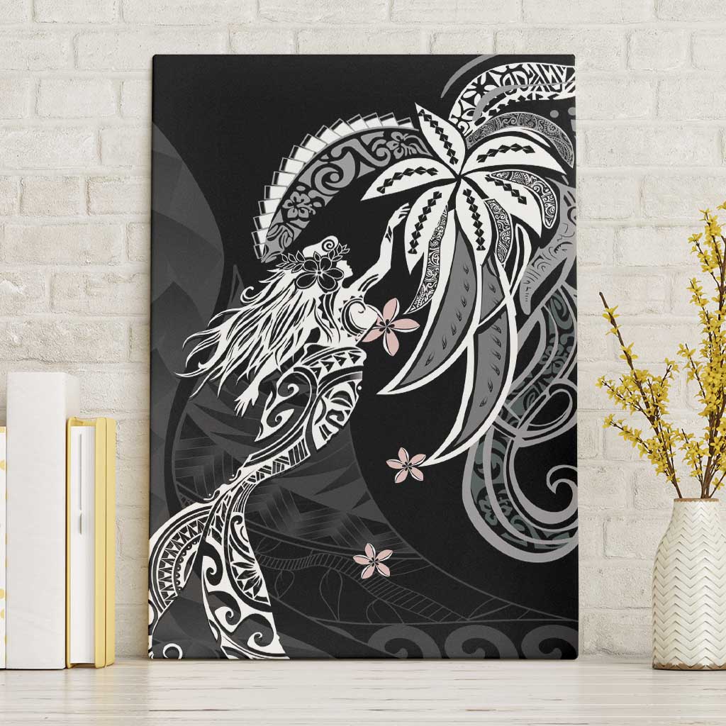 Polynesian Mermaid Plumeria Tribal Tattoo Canvas Wall Art LT01 Without Frame Black - Polynesian Pride