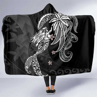 Polynesian Mermaid Plumeria Tribal Tattoo Hooded Blanket LT01 One Size Black - Polynesian Pride