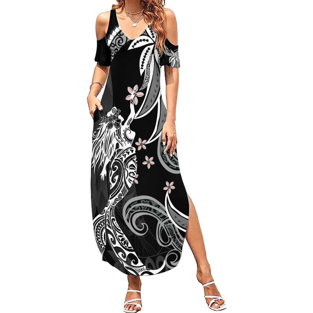 Polynesian Mermaid Plumeria Tribal Tattoo Summer Maxi Dress