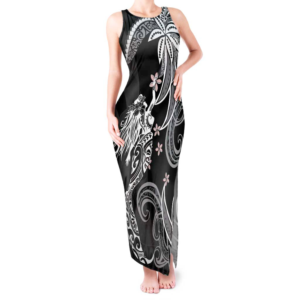 Polynesian Mermaid Plumeria Tribal Tattoo Tank Maxi Dress