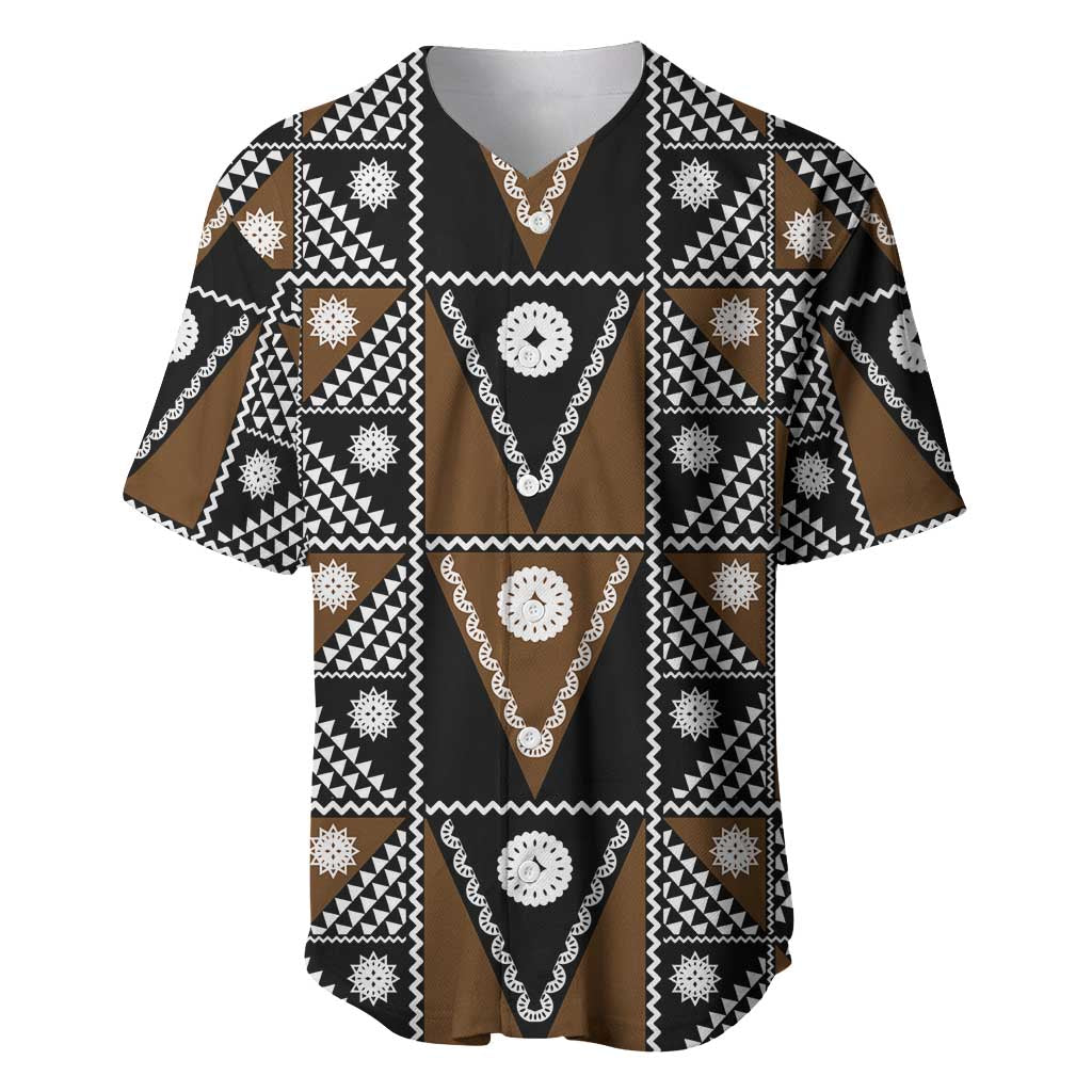 Fiji Brown Masi Pattern Baseball Jersey Fijian Tapa LT01 Brown - Polynesian Pride